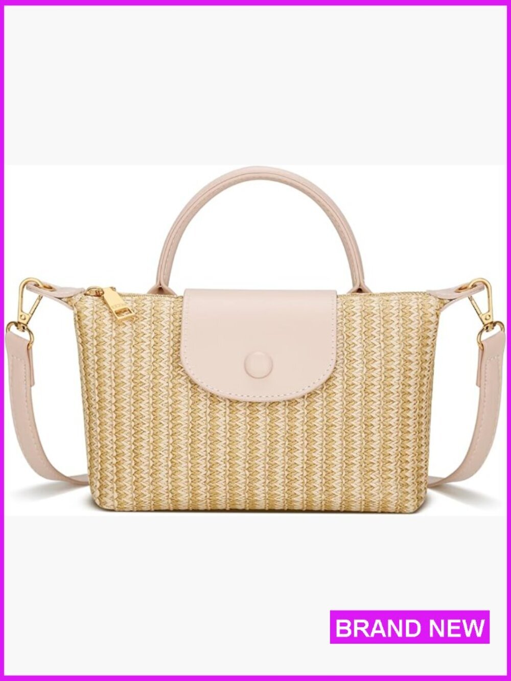 Mini Straw Crossbody Bag Summer Beach Woven Purse Top Handle Shoulder